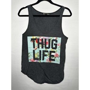 Recycled Karma Tank Top Thug Life Floral Shirt Women’s Size XS Made‎ In USA